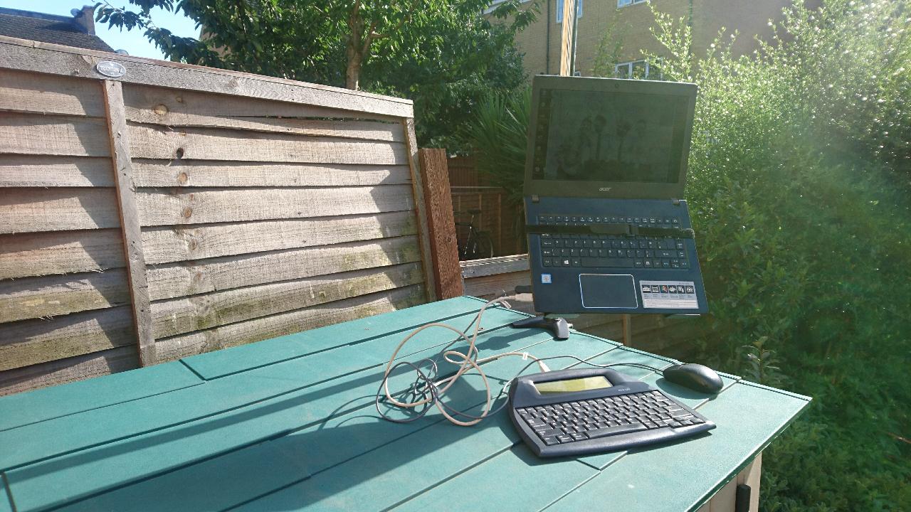 My standing desk setup outside